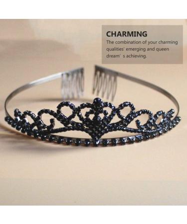 Lurrose Rhinestone Crowns Tiaras with Comb Headband for Girl Women Bridal Birthday Party Wedding Prom (Black) - Buy Online on GoSupps.com