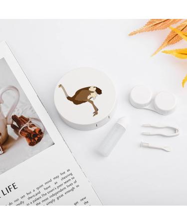 Ostrich Round Case For Contact Lens Kit Storage Box with Mirror Printed - Buy Online on GoSupps.com