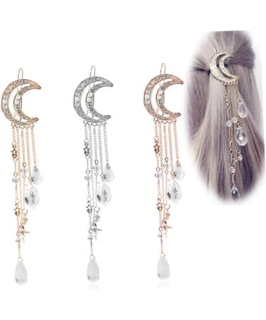 minkissy Bridal Hair Clip Headwear for Women Tiara for Girls Crystal Charms Hair Clip Tassel Hair Pin Bead Tassel Barrette Hair Accessories Tassel Drop Hair Clip Moon Hair Barrette Headgear - Buy Online on GoSupps.com