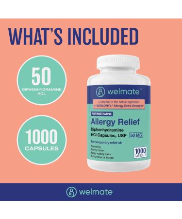 WELMATE Nighttime Relief Combo: Mucus Relief Guaifenesin 600mg Extended-Release (200 Ct) & Diphenhydramine 50mg Sleep Aid & Allergy Relief (1000 Ct) | 24-Hr Symptom Control for Restful Sleep - Buy Online on GoSupps.com