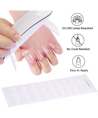 Semi Cured Gel Nails Strips - 22cps Stickers Nail Wraps Soft Self - Transparent Full Wraps Nail Polish Stickers French Style With Nail File & Wooden Cuticle Stick - Buy Online on GoSupps.com