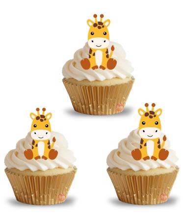 24 edible PRE CUT Giraffe style kids childrens party decorations Wafer Paper Cupcake Fairy Cake Toppers