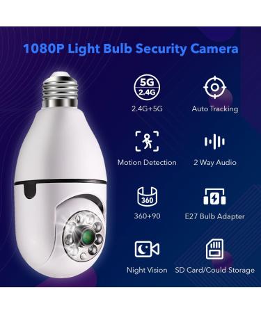 Fowutz 2.4G&5G WiFi Light Bulb Security Camera with Night Vision & Motion Detection | 1 Pack | 64GB SD Card Included - Buy Online on GoSupps.com