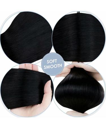 LAAVOO 18 Jet Black Clip-In Human Hair Extensions - 120g Double Weft Remy Hair - Buy Online on GoSupps.com