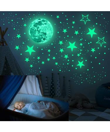 Glow in The Dark Stars 433Pcs Glow Stars Decals Glow Stars Wall Stickers Ceiling Stars Glow in The Dark for Wall Decoration Nursery Bedroom Living Room D cor(Green) 433pcs-green