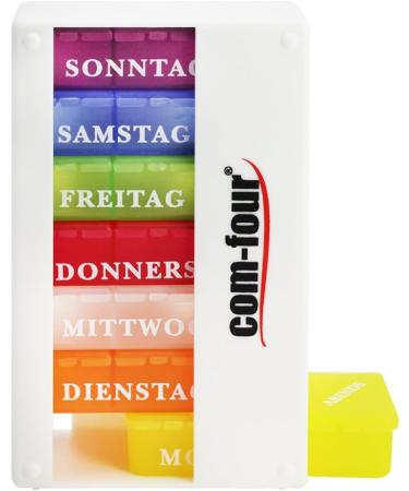 Com-Four 2x Drug Doser - 7-Day Medication Box with 3 Compartments | Pill & Tablet Organizer in White & Purple - Ideal for Morning Lunch & Evening Doses - Buy Online on GoSupps.com