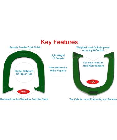 Light Weight Cadet Pitching Horseshoes - NHPA Sanctioned for Tournament Play - Drop Forged Steel - One Pair (2 Shoes) Green - Buy Online on GoSupps.com