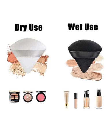 12 Triangle Powder Puffs | Soft Velour Makeup Blenders for Loose Powder & Foundation | Beauty Tools in Black White & Pink - Buy Online on GoSupps.com