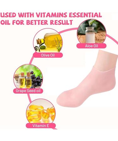 Silicone Moisturizing Socks for Women Foot Mask Peel Socks for Dry Cracked Feet and Hard Skin Removal Gel Socks for SPA Beach Gift (Pink) - Buy Online on GoSupps.com