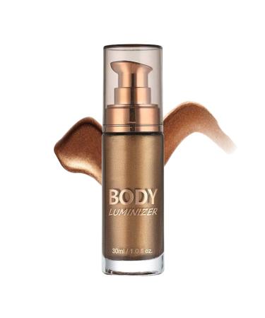 Body Shimmer Oil Liquid Highlighter Makeup Body Glow Radiance All In One Makeup Waterproof Shimmer Body Oil for Face & Body - Glistening Bronze