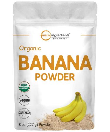 Organic Banana Powder, 8 Ounce, Freeze Dried, Rich in Dietary Fibers and Vitamins, Excellent source of Potassium for heart health, Best Flavor for Smoothie, Milk, Drinks, Cooking and Baking, No GMOs and Vegan Friendly