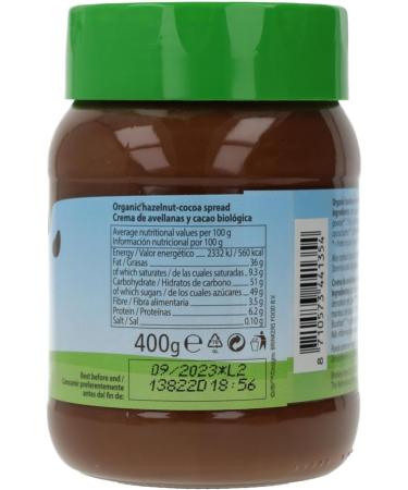 CREMA DE UNTAR DE CHOCOLATE Y AVELLANAS ORGANIC 400GR NUSCOBIO - Buy Online on GoSupps.com