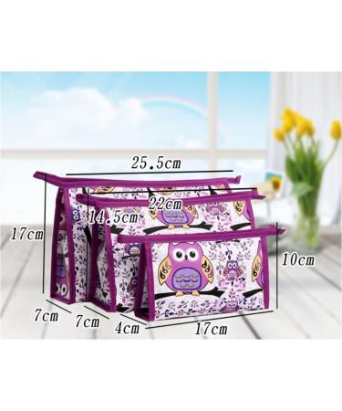 XICHEN 3 in 1 Zippered Cosmetic Bag - Owl Purple | Durable Vacation Bathroom Storage (3 Sizes) - Buy Online on GoSupps.com
