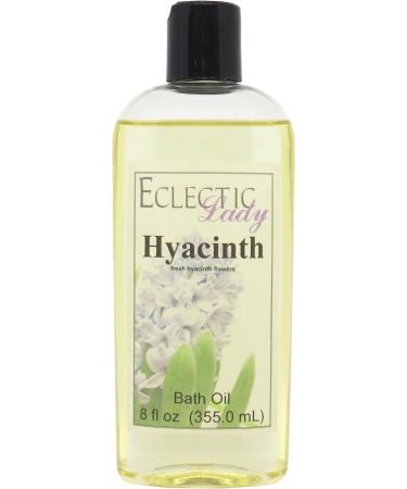 Hyacinth Bath Oil by Eclectic Lady - Scented Bath Oil - Relaxing & Moisturizing Bathing Oil - Fragrance Body Oil For Dry & Rough Sensitive Skin - Body Daily Nourishing Shower Oil (8 oz) 8 Ounce