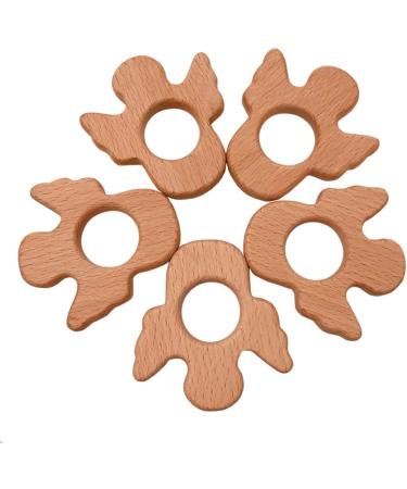 Wendysun 10pcs Cartoon Wood Teether - Natural Animal Wing Shape Baby Teething Toy - Buy Online on GoSupps.com