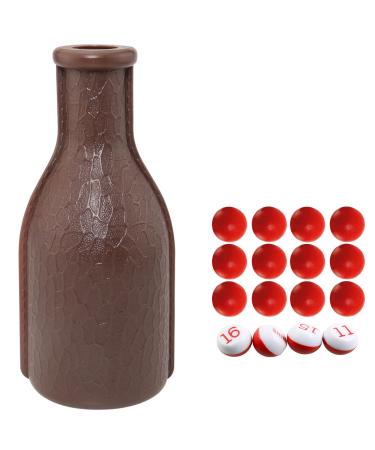 ITROLLE 1Set Plastic Kelly Pool Shaker Bottle with 16 Numbered Marbles Tally Peas/Balls, Brown Ball