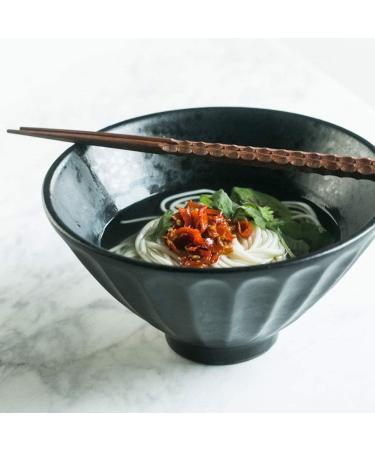 Bowl Snack Dip Bowls Dishware Creative Ceramic Ramen Bowl Black Matte Embossed High Rice Bowl Kitchen Tableware Rice Bowl Compatible with Kitchen Restaurant Gifts - Buy Online on GoSupps.com