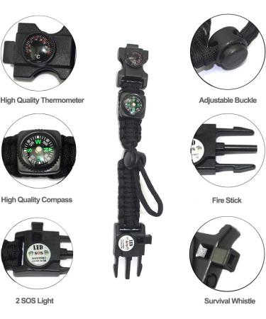 Ultimate Paracord Survival Bracelet Kit for Men - Orange | Flint Compass Thermometer LED Light & Multi-Tool | Perfect for Outdoor Adventures - Buy Online on GoSupps.com