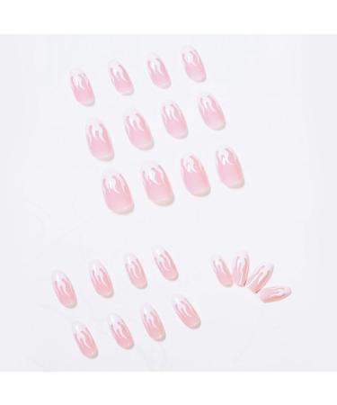 Premium Oval Short French Press On Nails - Mrcuvaryas Soft Gel Tips - Full Cover White Flame Design - International Shipping Available - Buy Online on GoSupps.com