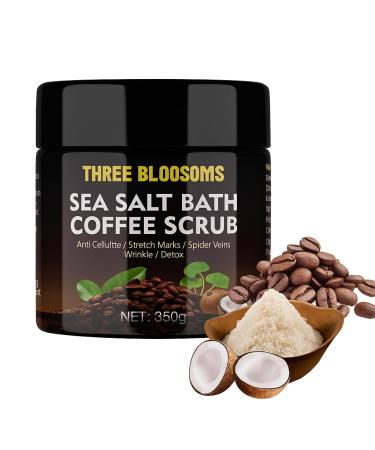 Coffee Scrub Body Exfoliator, 350g Anti Cellulite, Anti aging, Removes Dark Circles, Wrinkles, Gift for Women and Men, contains Coffe-Seeds, Sea Salt, Coconut Oil, Leaf Extracts (350g, Coffee Scrub) Coffee Scrub 12 Fl Oz (P