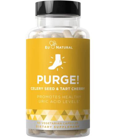 Purge! Uric Acid Cleanse & Joint Support  Ready to Eat & Drink What You Want  Active Mobility, Strong Flexibility, Healthy Inflammation  Tart Cherry & Celery Seed  60 Vegetarian Soft Capsules