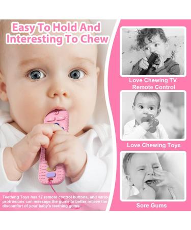 Buy Aolso Baby Biting Toys - 2-Piece Silicone Remote Control Teething Rings & Pacifier Clips (Pink/Purple) - Safe & Durable for Teething Relief - Buy Online on GoSupps.com