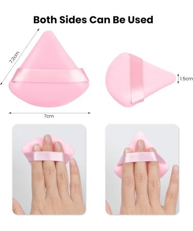 10pcs Pink Triangle Powder Puff Set for Dry/Wet Makeup - Reusable Velour Sponge for Loose Powder & Foundation - Buy Online on GoSupps.com