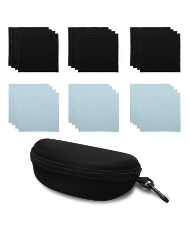 Microfiber Cleaning Cloth Glasses Cleaning Cloth 24 Packs 7 x 6 inch Individually Packaged Microfiber Cleaning Cloth for Glasses+1 Glasses Case with Hook