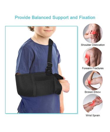 Kids Arm Sling with Waist Strap - Padded Child Arm Support for Shoulder Immobilization - Ideal for Broken Elbow, Wrist, Shoulder Injuries - Rotator Cuff Support - Left/Right Arm - Buy Online on GoSupps.com