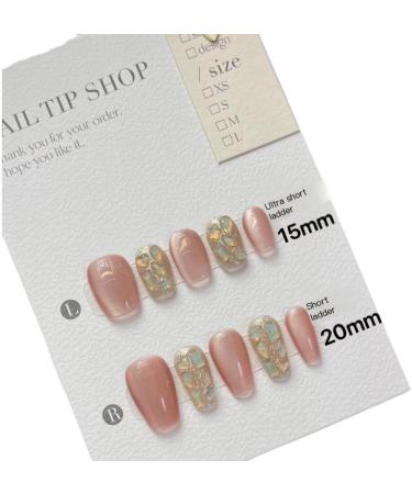 Pink Cat Eyes Gentle Handmade Nail Wearing for Autumn and Winter Short Nail Beauty False Nails(Ultrashort pink XS) - Buy Online on GoSupps.com