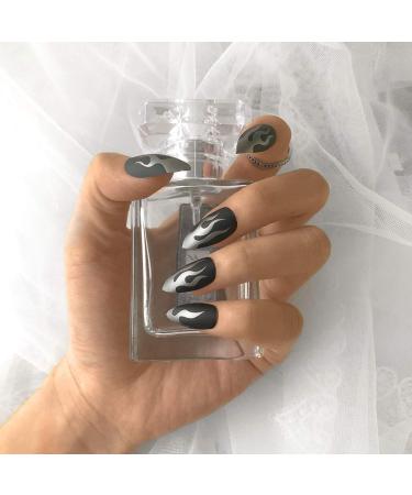 Sethexy Matt Long Black Stiletto Nail Tips - 24pc Acrylic False Fingernails for Women & Girls - Complete Salon Art Design - Buy Online on GoSupps.com