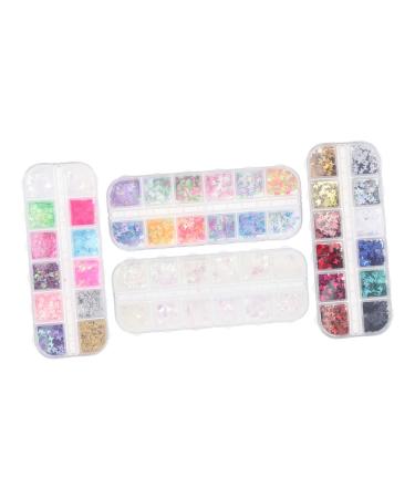 Beavorty 4 Boxes Nail Art Sequins Accessories Chunky Nail Art Glitter Nail Art Charms Nail Charms Glitter Slices Glitter Nail gems Butterflies Nail Stickers Patch Plastic 3D Manicure