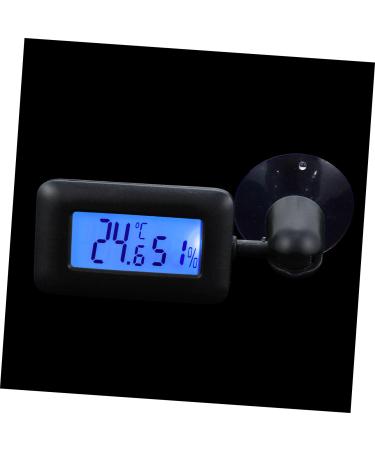 Fondotin Reptile Hygrometer Chip container Terrarium reciprocal Repilient Hermometer Reptile terrarium-thermometer Digital reptile glass container rotate ABS LEOPARD pattern. Black 10x3x1.5cm