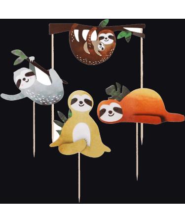 CATCYLUIS Sloth Cake Topper 4pcs Sloth Cupcake Toppers Creative Cute Decor Cake Insert Card for Birthday Party Festival - Buy Online on GoSupps.com