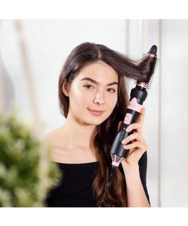 Navaris Warm Air Brush with 4 Attachments - Volumizing Ceramic Curling & Smoothing Brush - Styling & Paddle Brush - Black & Metallic Pink for Perfect International Hair Styling - Buy Online on GoSupps.com