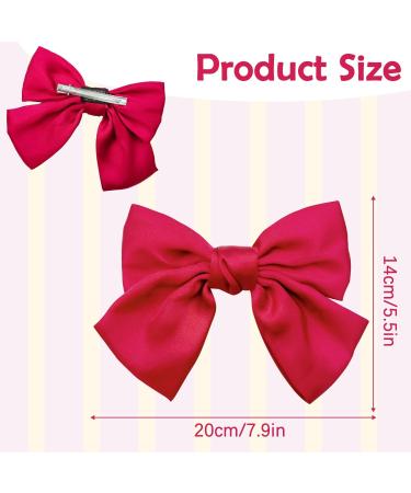 Bow Hair Clip Duckbill Clip Hair Bows for Women Big Bowknot Hairpin French Hair Clips with Ribbon Solid Color Hair Barrette Clips Soft Satin Silky Hair Bows for Women Girls(red) Short-red - Buy Online on GoSupps.com