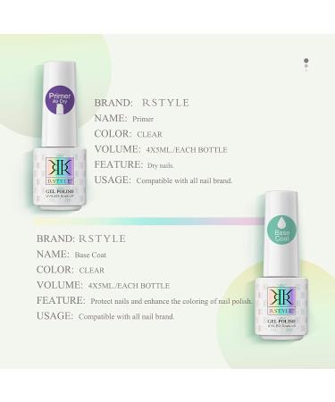 Rstyle Top Coat Gel Set - 4PC No Wipe Base & Primer UV LED Nail Lacquer - International Shipping Available - Buy Online on GoSupps.com