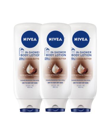 NIVEA Cocoa Butter In Shower Lotion Body Lotion for Dry Skin 13.5 Fl Oz (Pack of 3)