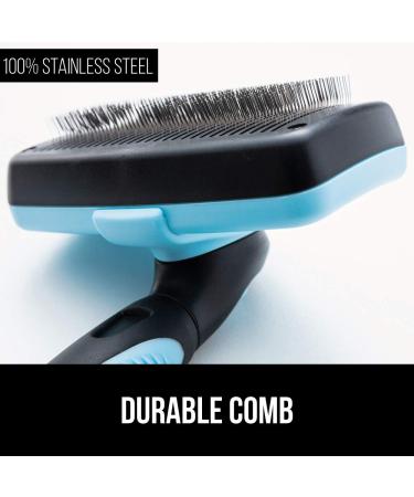 Gorilla Grip Self Cleaning Pet Slicker Brush for Dogs and Cats - Shedding and Dematting Tool for Long or Short Hair Pets - Detangle Undercoat Fur - Blue, 7.28 x 4.96 - Buy Online on GoSupps.com
