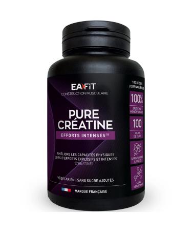 EAFIT - Pure Creatine - Improves Physical Abilities - 3g Creatine Monohydrate by Shaker - Intense Efforts Muscle Gain - Anti-Doping Sugar & Aspartame Free - 300g Powder