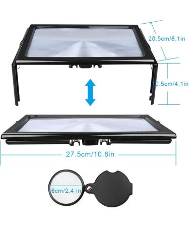 Lofe 3X Enlargement Reading Light - A4 Rectangular LED Magnifier for Seniors | Foldable Stand for Books Maps & Jewelry - Buy Online on GoSupps.com