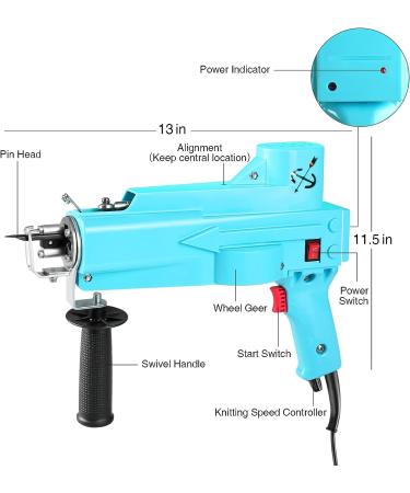 DOVOV Cut Pile Tufting Gun  Handheld Knitting Rug Gun Machine  7-19mm Electric Carpet Weaving Flocking Machine for Starters  Light Blue - Buy Online on GoSupps.com