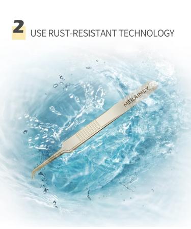 Meilaimdy Gold Eyelash Extension Tweezers - Precision Stainless Steel Straight Volume Tool for 2D-6D Fans & False Lash Clusters - Buy Online on GoSupps.com