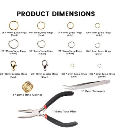 Anzlah 1200 pcs Gold & Silver Jump Rings & Lobster Clasps Fixing Kit with Pliers & Tweezers - O Rings for Jewelry Making - Buy Online on GoSupps.com