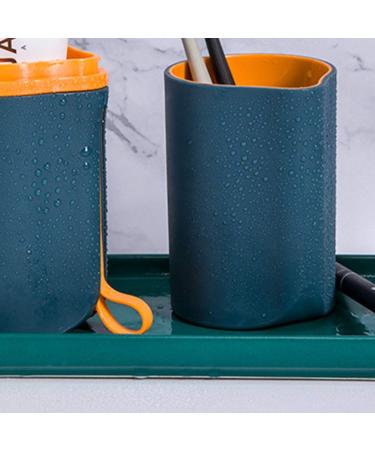 Dark Blue Portable Toothbrush Holder - Mini Trash Can & Clothespins Storage Cup for Travel | Clean & Tidy Organizer - Buy Online on GoSupps.com