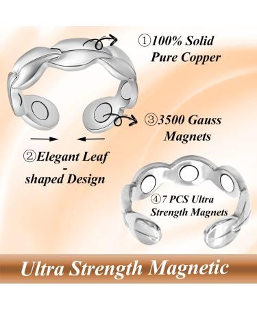 Meta Title: Vicmag 2PCS Copper Magnetic Bracelets for Women - 7X Ultra Strength, 99.99% Solid Pure Copper - Adjustable with Gift Box - Leaf Silver - Buy Online on GoSupps.com
