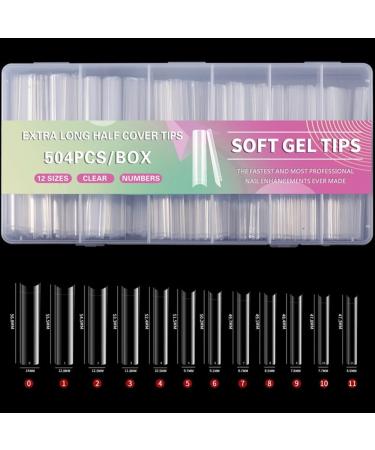 AJTUTUS 504x/Set Soft Gels Tips Press On Extra Long Full Cover Tips Clear Tips Ballerinas False s for Salons - Buy Online on GoSupps.com