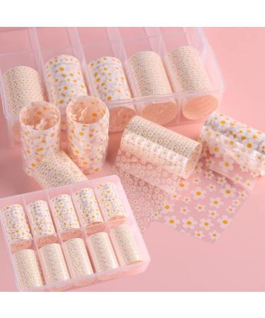 White Sunflower Nail Transfer Foils Set - 10 Rolls Mix Size Mini Flower Decals and Stickers for Nail Art - Spring/Summer Floral Theme - Buy Online on GoSupps.com
