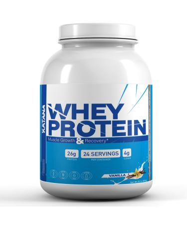 Katana Nutrition Whey Protein Powder - Vanilla Flavor - 26g Protein per Serving - 24 Servings - Premium Quality - Gluten Free - Non-GMO - Lactose Free