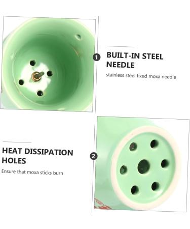 Moxibustion Scratch Cups - JECOMPRIS 2 Pack Ceramic Moxa Stick Holders for Massage - Green Moxa Burner Box 9.5x7.3cm - Buy Online on GoSupps.com